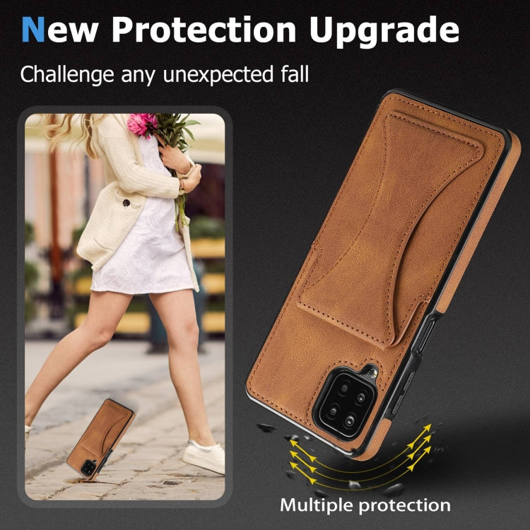 For Samsung Galaxy A12 Ultra-thin Shockproof Protective Case with Holder(Brown)