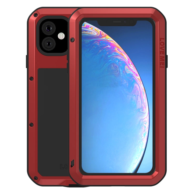 For iPhone 11 LOVE MEI Metal Shockproof Water-resistant Dustproof Protective Case(Red)