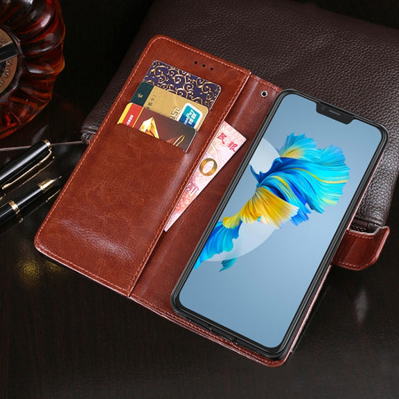 For Cubot C20 idewei Crazy Horse Texture Horizontal Flip Leather Case with Holder & Card Slots & Wallet(Brown)