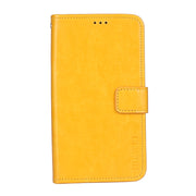 For Sharp Aquos R6 idewei Crazy Horse Texture Horizontal Flip Leather Case with Holder & Card Slots & Wallet(Yellow)