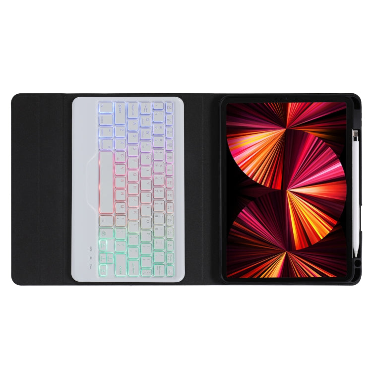 B07S Splittable Backlight Bluetooth Keyboard Leather Tablet Case with Triangle Holder & Pen Slot For iPad 9.7 2018 & 2017 / Pro 9.7 / Air 2(Gradient Blue Pink)