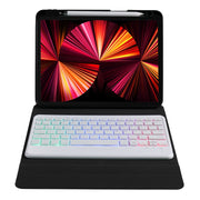 B07S Splittable Backlight Bluetooth Keyboard Leather Tablet Case with Triangle Holder & Pen Slot For iPad 9.7 2018 & 2017 / Pro 9.7 / Air 2(Gradient Blue Pink)