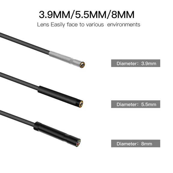 P60A 5.5mm 1080P 2.4 inch IPS Screen IP68 Water-resistant HD Digital Endoscope, Length:5m Hard Cable