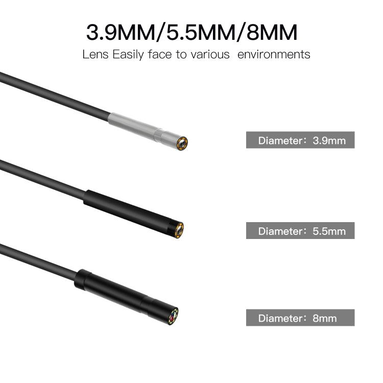 P60A 5.5mm 1080P 2.4 inch IPS Screen IP68 Water-resistant HD Digital Endoscope, Length:5m Hard Cable