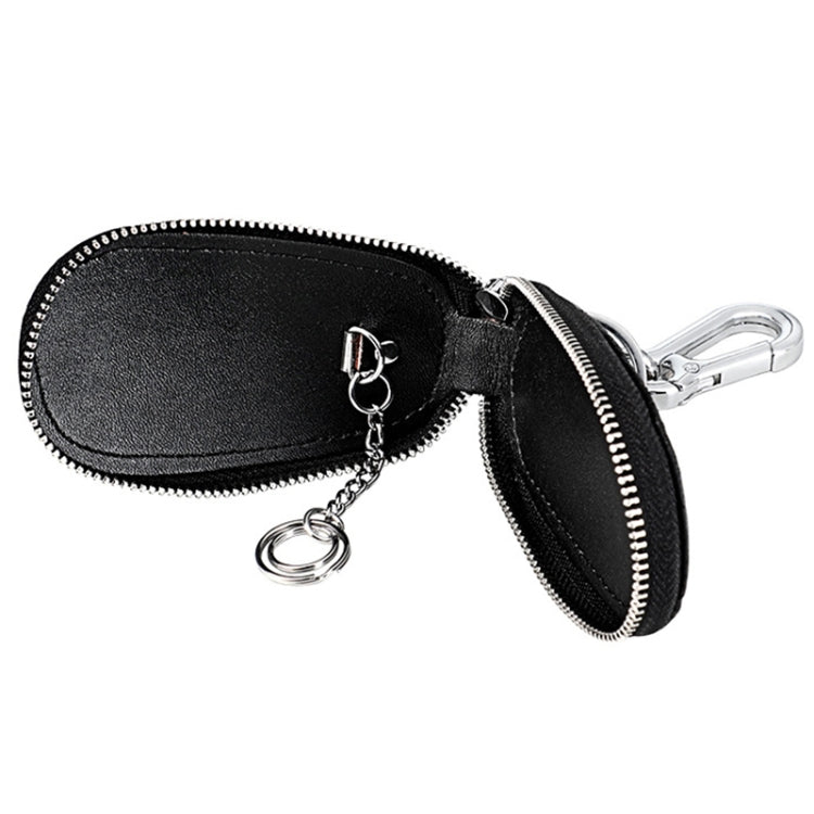 Crocodile Texture First Layer Cowhide Hanging Waist Car Key Bag(Black)