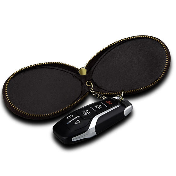 Vintage Leather Hanging Waist Universal Car Key Case(Coffee)