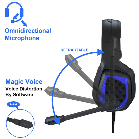 Anivia MH602 3.5mm Wired Gaming Headset with Microphone(Black Blue)