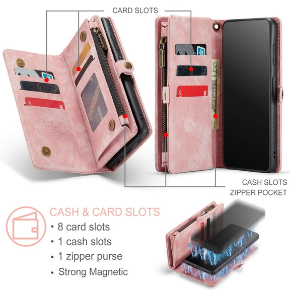 For Samsung Galaxy A32 5G CaseMe Detachable Multifunctional Horizontal Flip Leather Phone Case (Pink)