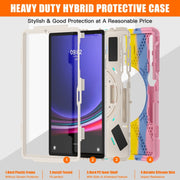 For Samsung Galaxy Tab S7 FE T730 / S7+ / S9+ /S8+ Silicone + PC Protective Case with Holder & Shoulder Strap(Colorful Pink)