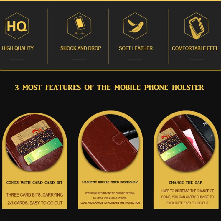 For Wiko Power U10 idewei Crazy Horse Texture Horizontal Flip Leather Case with Holder & Card Slots & Wallet(Brown)