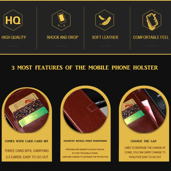 For Wiko Power U10 idewei Crazy Horse Texture Horizontal Flip Leather Case with Holder & Card Slots & Wallet(Black)