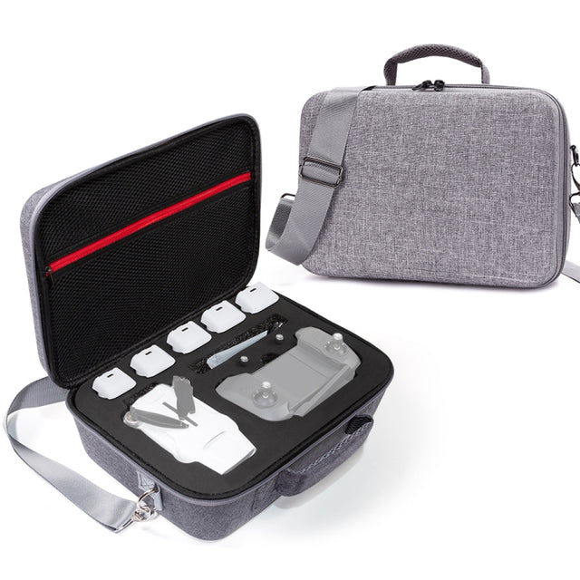 Grey Canvas Single Shoulder Storage Bag Shockproof Water-resistant Travel Carrying Cover Hard Case for FIMI X8 Mini(Black + Black Liner)