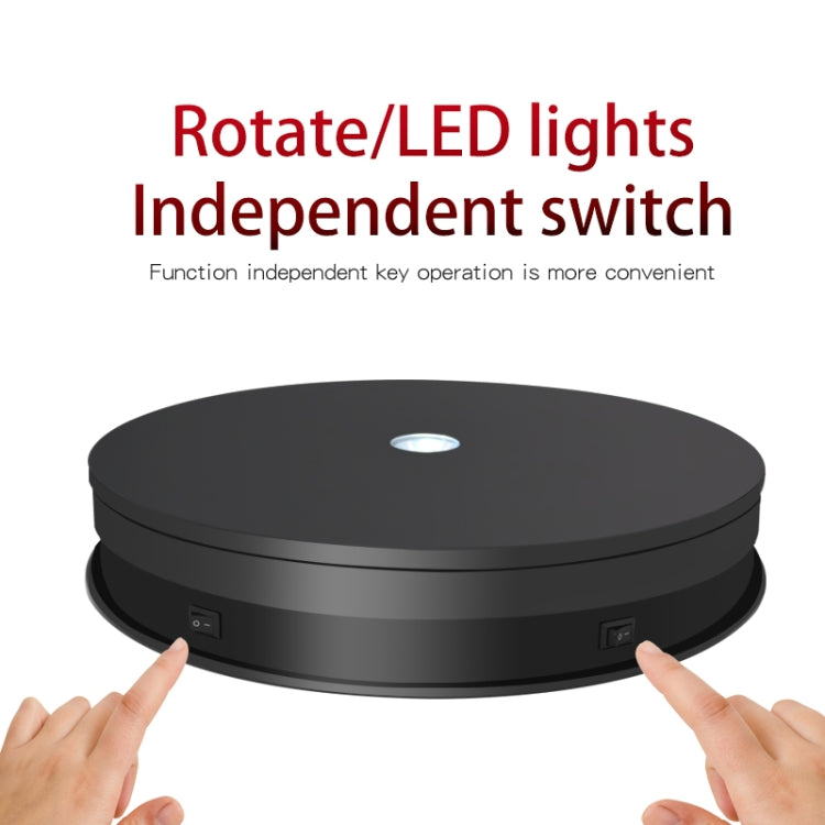 20cm Electric Rotating Turntable Display Stand LED Light Video Shooting Props Turntable, Power Plug:220V EU Plug(Black)