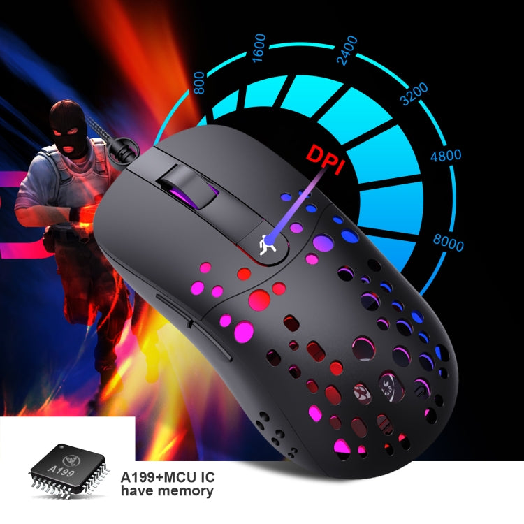 HXSJ A904 RGB Light Macro Programming Mechanical Gaming Wired Mouse(Black)