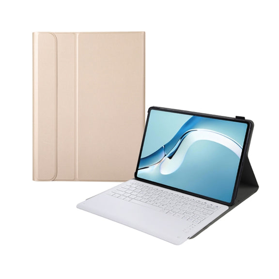A126 For Huawei MatePad Pro 12.6 2021 Sheep Texture Ultra-thin Bluetooth Keyboard Horizontal Flip Leather Tablet Case with Holder(Gold)