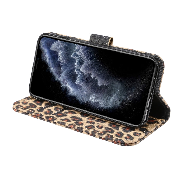 For iPhone 13 Leopard Pattern Horizontal Flip PC + PU Leather Case with Holder & Card Slots & Wallet(Yellow)