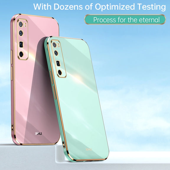 For Huawei nova 7 5G XINLI Straight 6D Plating Gold Edge TPU Shockproof Case(Black)
