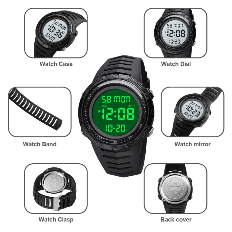 SKMEI 1632 Dual Time Display Luminous Electronic Watch, Support Alarm Clock(Black)