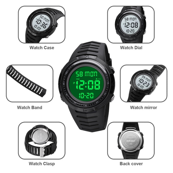 SKMEI 1632 Dual Time Display Luminous Electronic Watch, Support Alarm Clock(Black)