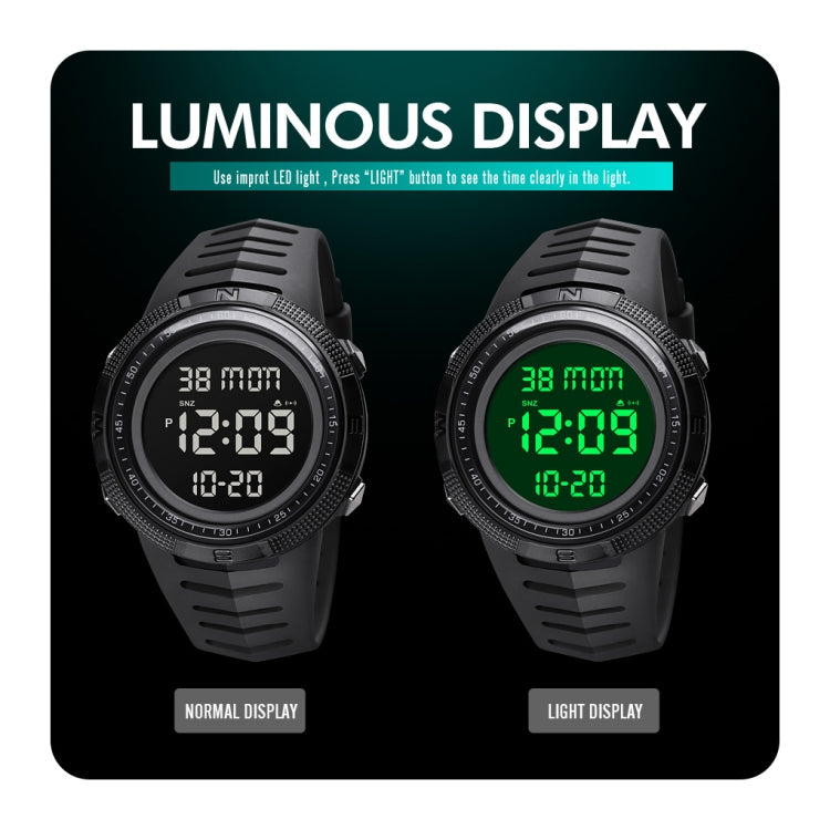 SKMEI 1632 Dual Time Display Luminous Electronic Watch, Support Alarm Clock(Black)