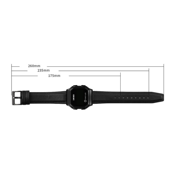 SKMEI 1650 Leather Strap Version LED Digital Display Electronic Watch with Touch Luminous Button(Blue)