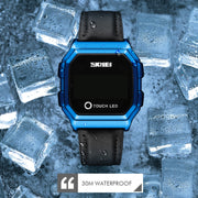 SKMEI 1650 Leather Strap Version LED Digital Display Electronic Watch with Touch Luminous Button(Black)