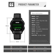 SKMEI 1650 Leather Strap Version LED Digital Display Electronic Watch with Touch Luminous Button(Blue)