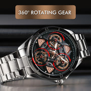 SKMEI 1678 Men Water-resistant Quartz Watch with Rotatable Gear Dial(Black Shell Blue Surface)