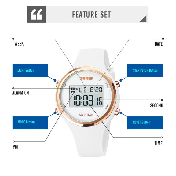SKMEI 1720 Round Dial LED Digital Display Luminous Silicone Strap Electronic Watch(Light Green)