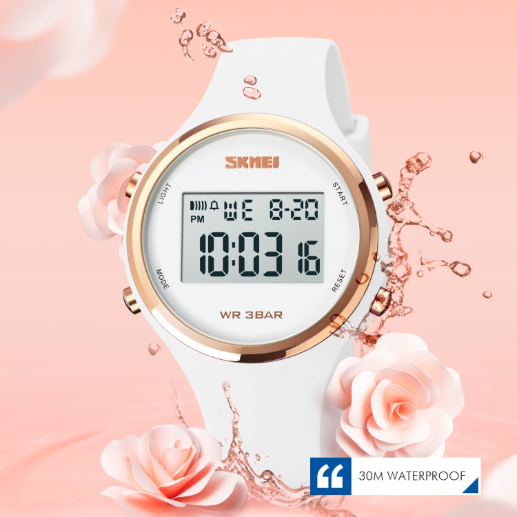 SKMEI 1720 Round Dial LED Digital Display Luminous Silicone Strap Electronic Watch(Rose Red)