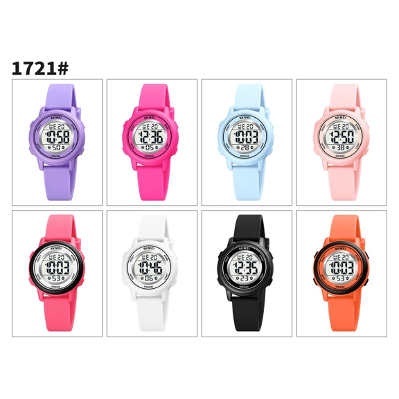 SKMEI 1721 Triplicate Round Dial LED Digital Display Luminous Silicone Strap Electronic Watch(White)