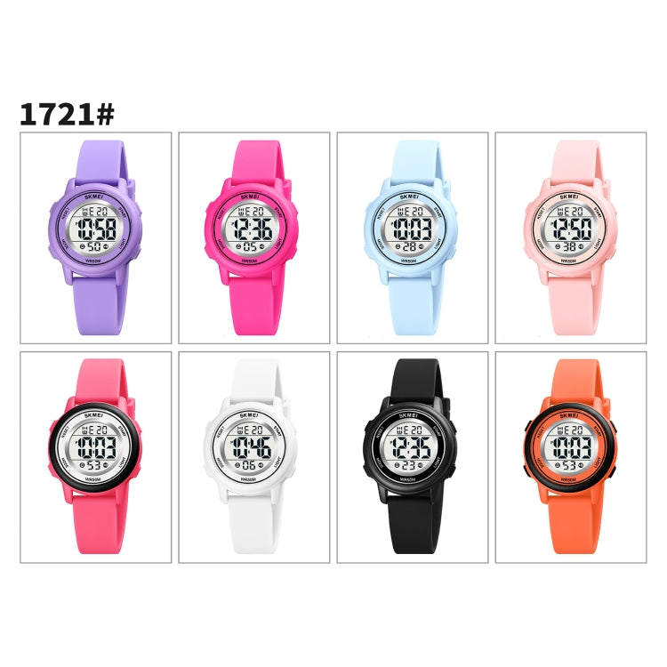 SKMEI 1721 Triplicate Round Dial LED Digital Display Luminous Silicone Strap Electronic Watch(White)