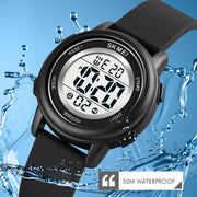 SKMEI 1721 Triplicate Round Dial LED Digital Display Luminous Silicone Strap Electronic Watch(White)