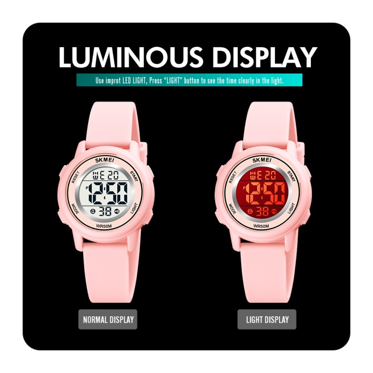 SKMEI 1721 Triplicate Round Dial LED Digital Display Luminous Silicone Strap Electronic Watch(Purple)