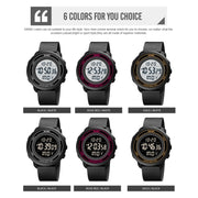 SKMEI 1736 Triplicate Round Dial Timing LED Digital Display Luminous Electronic Watch(Black)