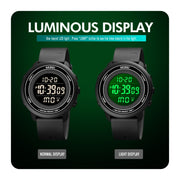 SKMEI 1736 Triplicate Round Dial Timing LED Digital Display Luminous Electronic Watch(Black and White)
