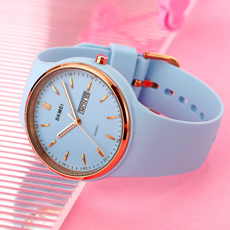 SKMEI 1747 Simple Bar scale Dial Silicone Strap Quartz Watch for Ladies(Navy Blue)