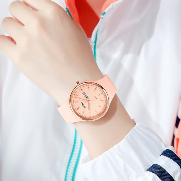 SKMEI 1747 Simple Bar scale Dial Silicone Strap Quartz Watch for Ladies(Navy Blue)