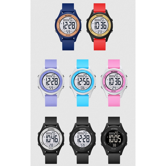 SKMEI 1758 Multifunctional LED Digital Display Luminous Silicone Strap Electronic Watch(Black Silver)