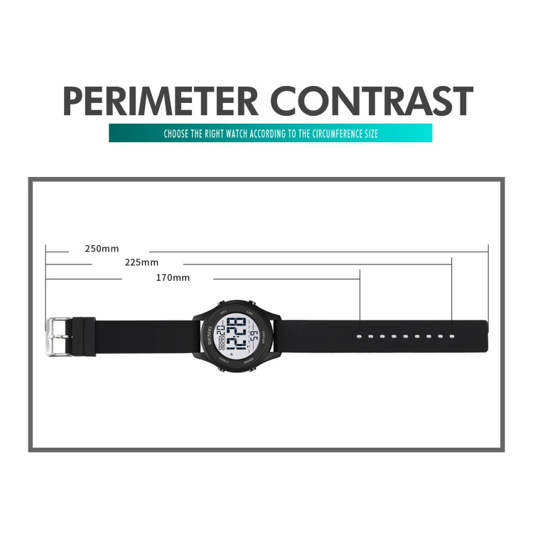 SKMEI 1758 Multifunctional LED Digital Display Luminous Silicone Strap Electronic Watch(Black White)