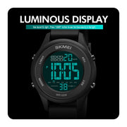 SKMEI 1758 Multifunctional LED Digital Display Luminous Silicone Strap Electronic Watch(Dark Blue)