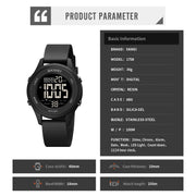 SKMEI 1758 Multifunctional LED Digital Display Luminous Silicone Strap Electronic Watch(Black Silver)