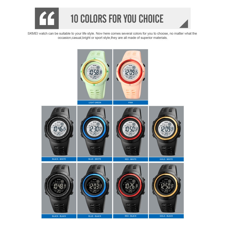 SKMEI 1773 Triplicate Round LED Dual Time Digital Display Colorful Backlight Electronic Watch(Red White)