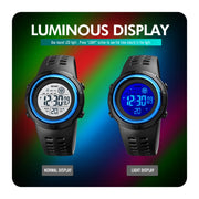 SKMEI 1773 Triplicate Round LED Dual Time Digital Display Colorful Backlight Electronic Watch(Red White)