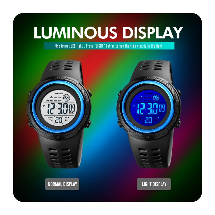 SKMEI 1773 Triplicate Round LED Dual Time Digital Display Colorful Backlight Electronic Watch(Red White)