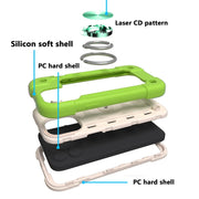 For iPhone 13 Shockproof Silicone + PC Protective Case with Dual-Ring Holder(Guava)