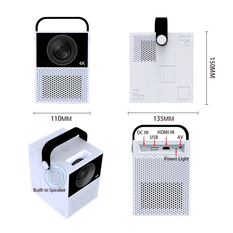WEJOY Y2 1920x1080P 100 ANSI Lumens Portable Home Theater LED HD Digital Projector, Touch Control Version, Android 9.0, 2G+16G, US Plug