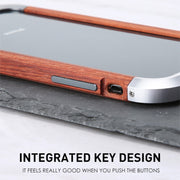 For iPhone 13 Pro Max R-JUST Shockproof Iron + Wood Bumper Protective Case