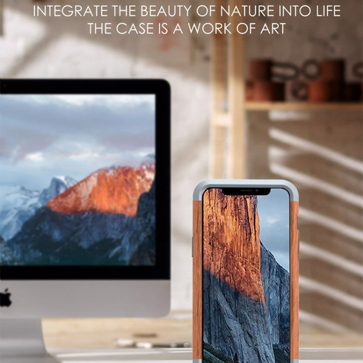 For iPhone 13 Pro Max R-JUST Shockproof Iron + Wood Bumper Protective Case