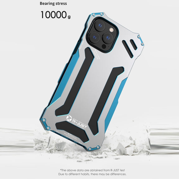 For iPhone 13 R-JUST Shockproof Armor Metal Protective Case(Blue)